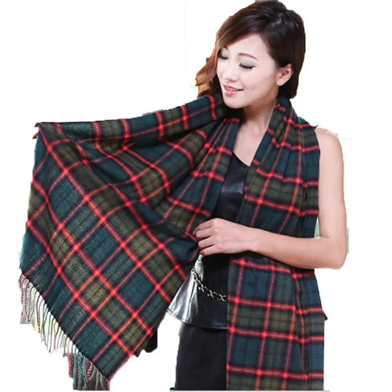 RUNMEIFA Women's Winter Stole Plaid Scarves Tippet Wraps Wool Ladies Scarf Women Classic Neckerchief Shawls foulard femme