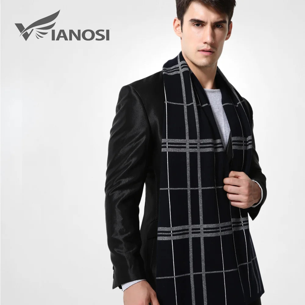 [VIANOSI]  Wool Plaid Scarf Man Winter Brand Scarf Men Fashion Designer Shawl Bussiness Casual Scarves MA009