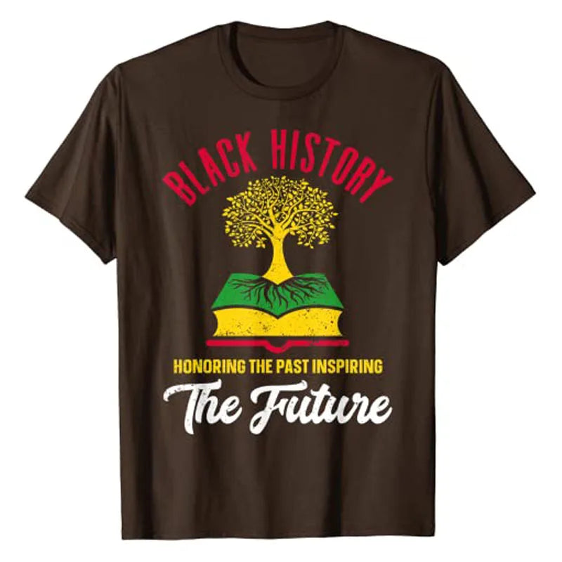 Honoring Past Inspiring Future Men Women Black History Month T-Shirt Funny Schoolwear Tee Tops Short Sleeve Blouses Novelty Gift