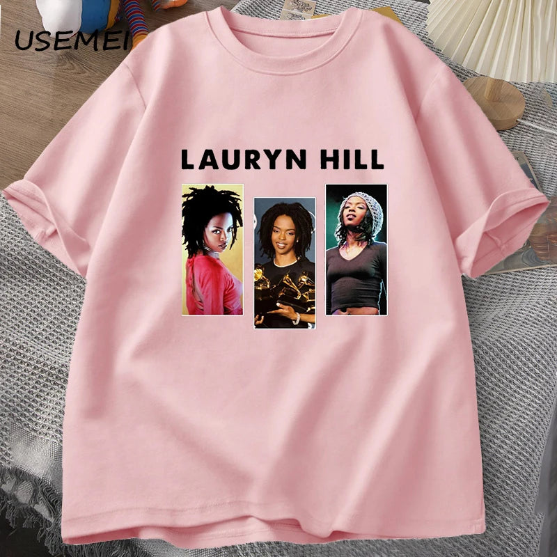 Fugees Music Vintage Lauryn T-shirts Oversized Streetwear Black History T Shirt Cotton Short Sleeve Tshirt Oversize T-shirt