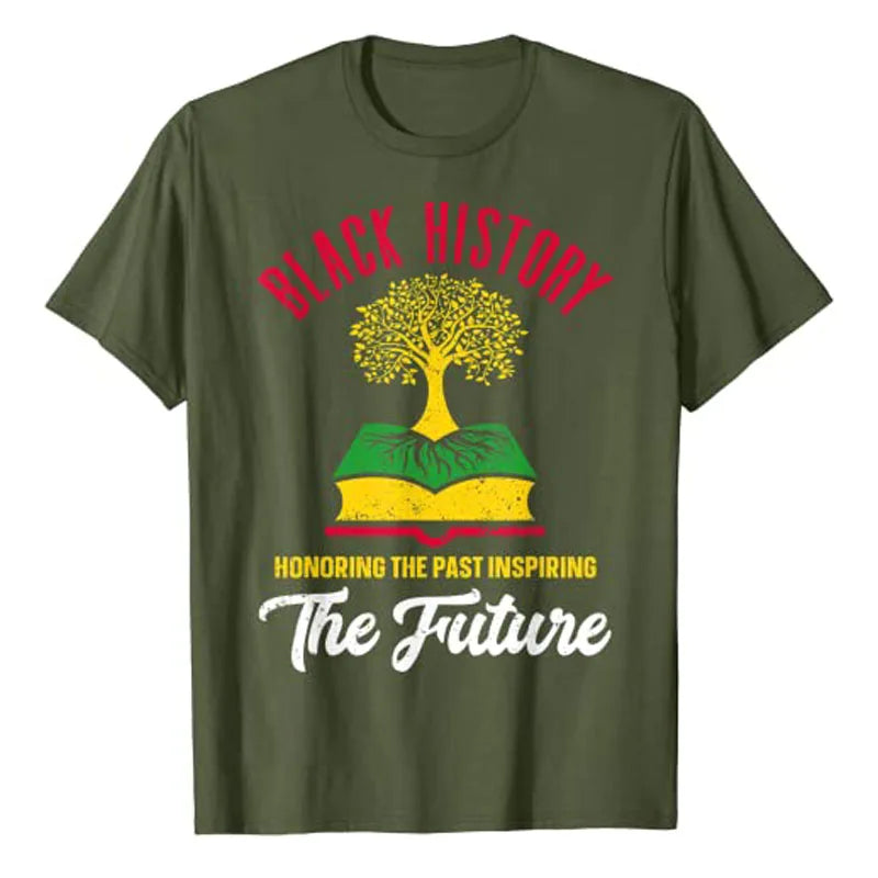 Honoring Past Inspiring Future Men Women Black History Month T-Shirt Funny Schoolwear Tee Tops Short Sleeve Blouses Novelty Gift