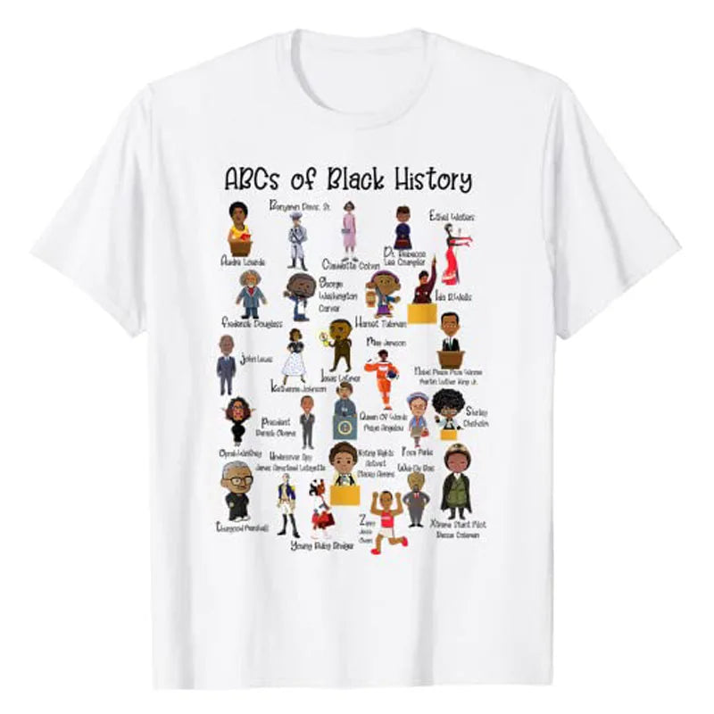 ABCs of Black History Month Shirt Original Black-Pride Women Men Teacher Gift T-Shirt Short Sleeve Blouses Graphic Tees Tops