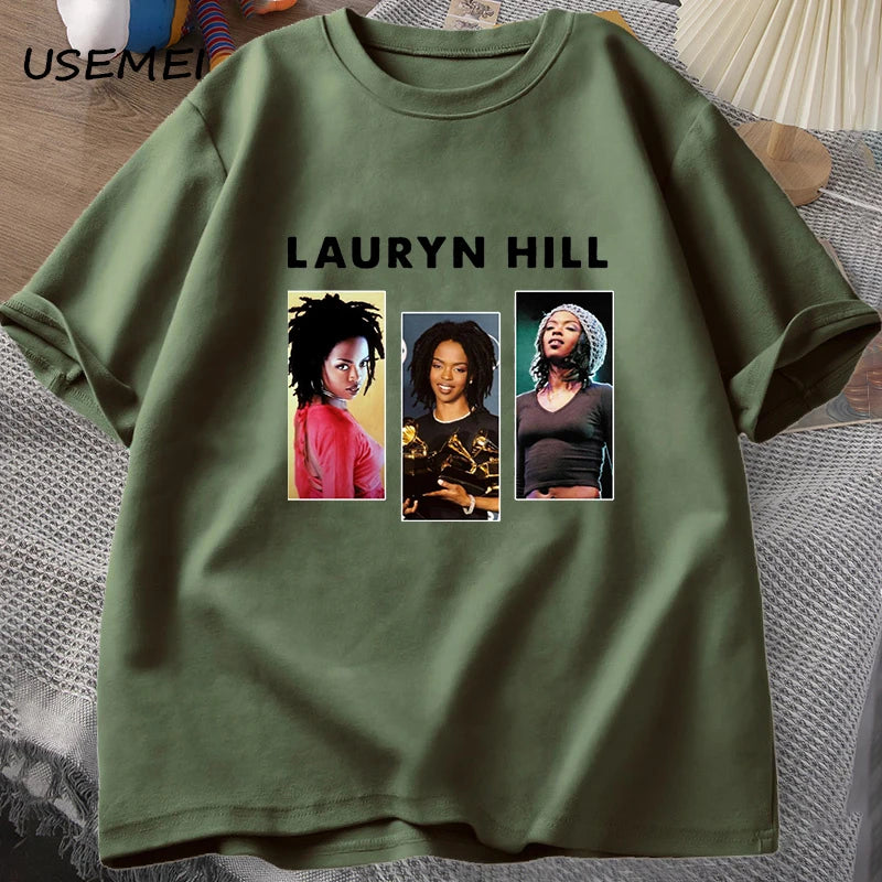 Fugees Music Vintage Lauryn T-shirts Oversized Streetwear Black History T Shirt Cotton Short Sleeve Tshirt Oversize T-shirt