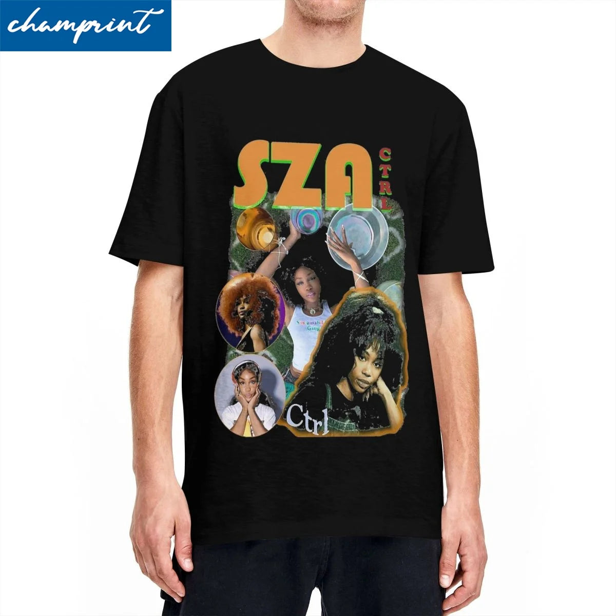 Vintage SZA Rapper 90s T Shirt Men Cotton Clothes Priting Hip Hop Round Neck Short Sleeve