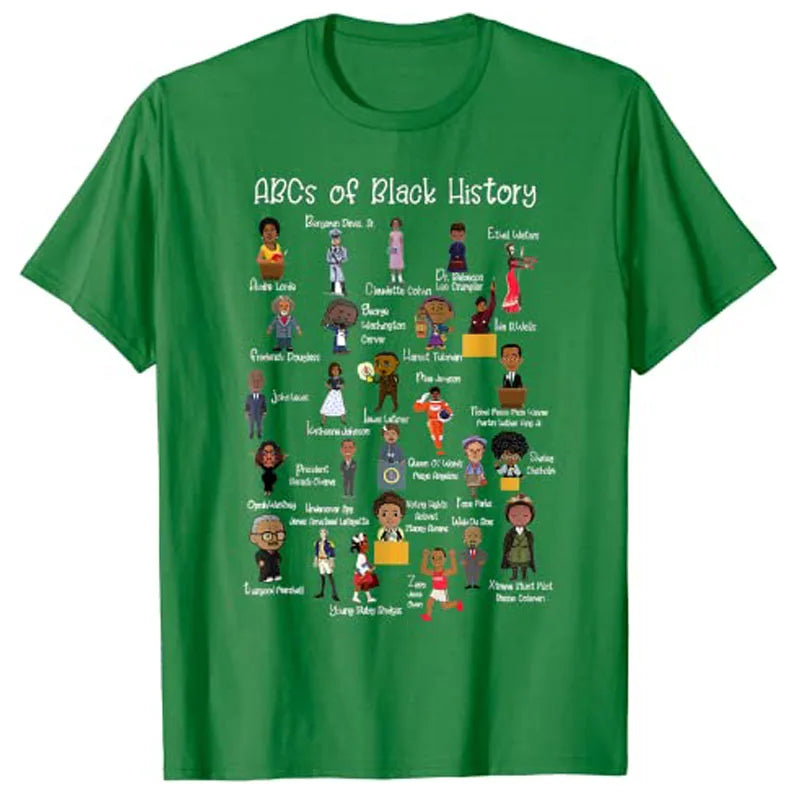 ABCs of Black History Month Shirt Original Black-Pride Women Men Teacher Gift T-Shirt Short Sleeve Blouses Graphic Tees Tops