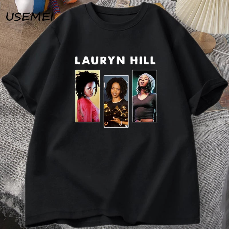 Fugees Music Vintage Lauryn T-shirts Oversized Streetwear Black History T Shirt Cotton Short Sleeve Tshirt Oversize T-shirt