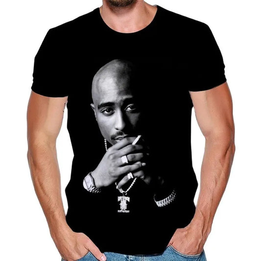 Top Rap Tupac Shakur 2pac T-Shirt Legendary Rapper 3d Printing Men'S And Women'S Fashion Casual Camisetas Hombre Oversized Top