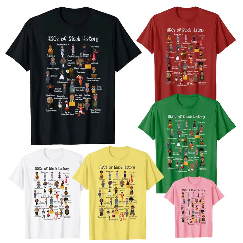 ABCs of Black History Month Shirt Original Black-Pride Women Men Teacher Gift T-Shirt Short Sleeve Blouses Graphic Tees Tops