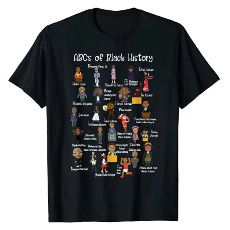 ABCs of Black History Month Shirt Original Black-Pride Women Men Teacher Gift T-Shirt Short Sleeve Blouses Graphic Tees Tops