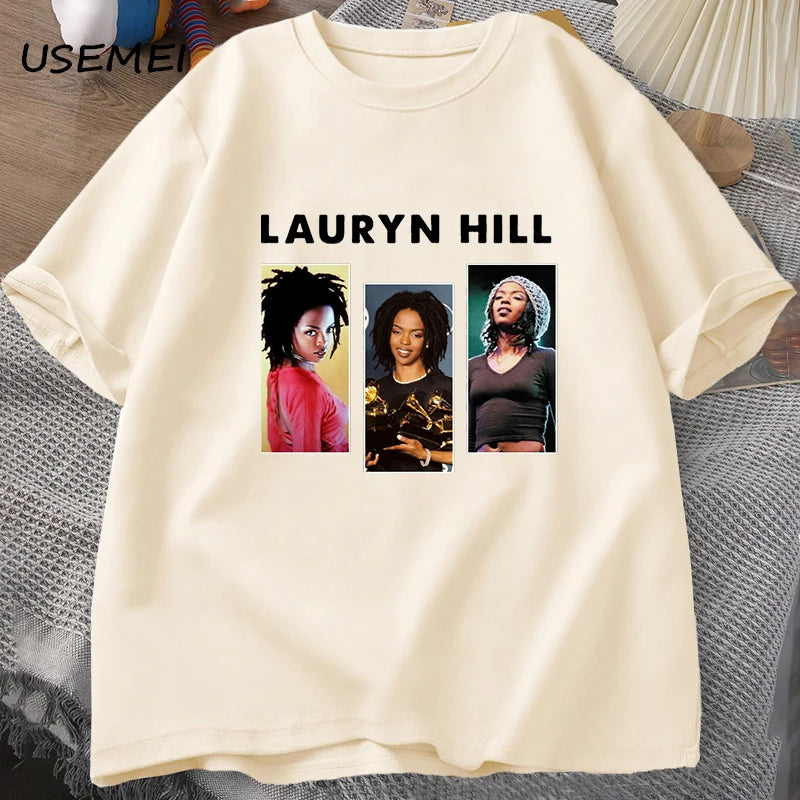Fugees Music Vintage Lauryn T-shirts Oversized Streetwear Black History T Shirt Cotton Short Sleeve Tshirt Oversize T-shirt