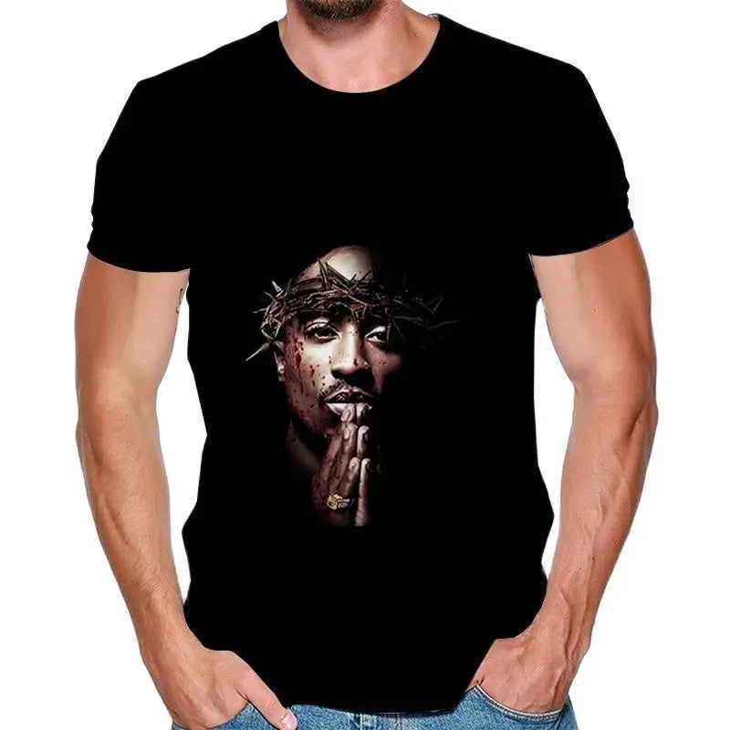 Top Rap Tupac Shakur 2pac T-Shirt Legendary Rapper 3d Printing Men'S And Women'S Fashion Casual Camisetas Hombre Oversized Top