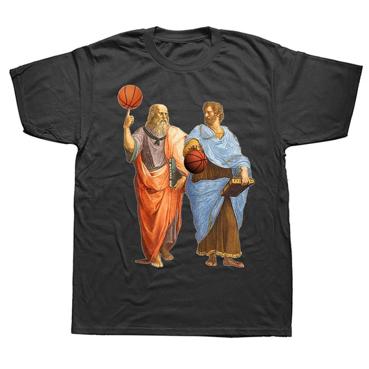 Funny Basketballs Philosophy Philosopher T Shirts Graphic Cotton Streetwear Short Sleeve Birthday Gifts T-shirt Mens Clothing
