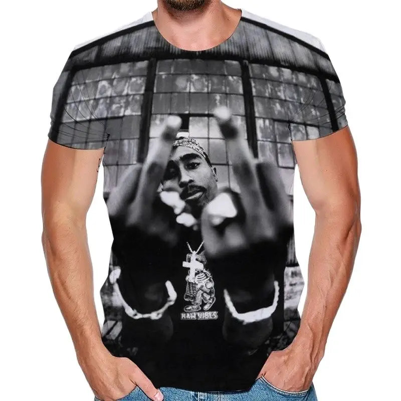 Top Rap Tupac Shakur 2pac T-Shirt Legendary Rapper 3d Printing Men'S And Women'S Fashion Casual Camisetas Hombre Oversized Top